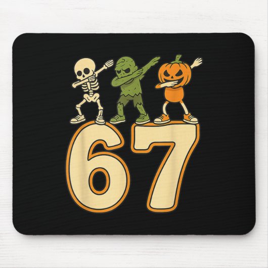 67 メモ おもしろ ハロウィン 数字 Six Seven メンズ レディース マウスパッド (正面)