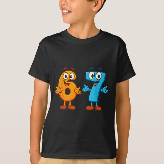 67 メモ 六 七 キッズ ナンバーブロック 数学教師 Tシャツ (正面)