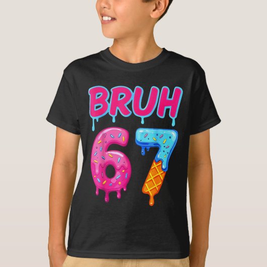 67 メモ 6 7 数字 アイスクリーム シックス セブン ブル Funny Tシャツ (正面)