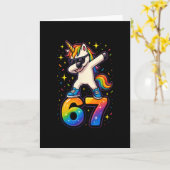 67 ユニコーンがダブる Six Seven ミーム 面白い カード (黄色い花)