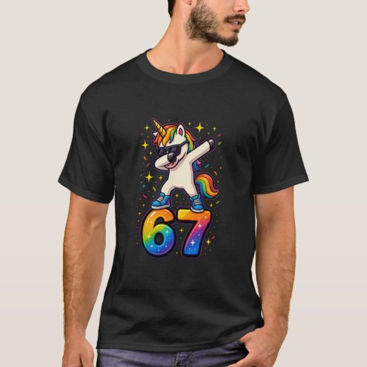 67 ユニコーン ダビング Six Seven ミーム おもしろ Tシャツ (正面)