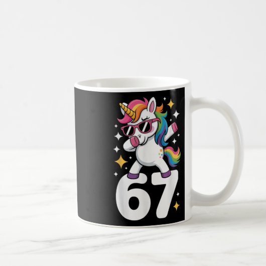 67 ユニコーン ダビング Six Seven ミーム 面白い  コーヒーマグカップ (右)