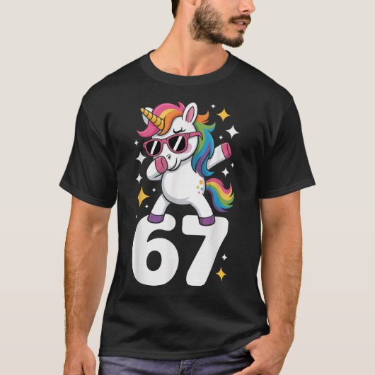 67 ユニコーン ダビング Six Seven 面白い メモ Tシャツ (正面)