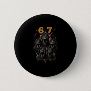 67 ロクナナ ブートレグ 数字 ミーム デザイン おもしろ 6 7 1 缶バッジ
