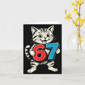 67 ロックな Six Seven 6 7 猫 面白い カード (黄色い花)