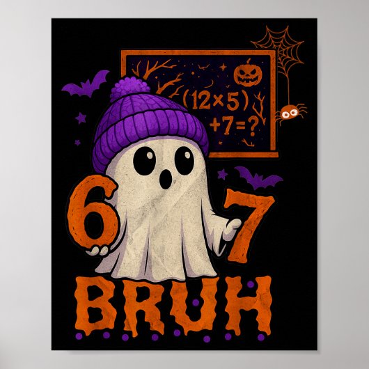 67 先生 ハロウィン ゴースト シックス セブン ミーム 数学の方程式 ポスター (正面)