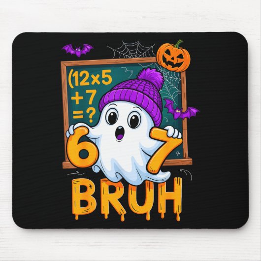 67 先生 ハロウィン ゴースト シックス セブン ミーム 数学 ユーモア マウスパッド (正面)