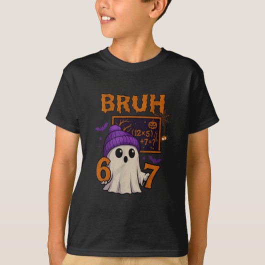 67 先生 ハロウィン ゴースト 数学 ミーム 式 Tシャツ (正面)