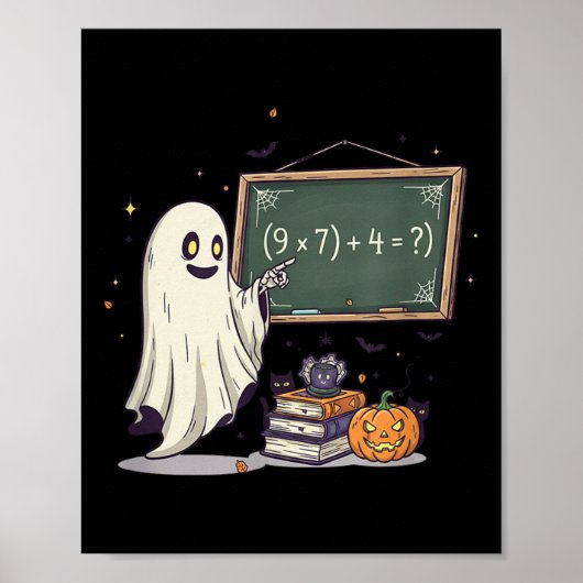 67 先生 ハロウィン ゴースト 6 7 ミーム 数学ジョーク ポスター (正面)