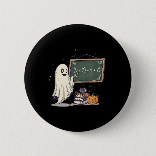 67 先生 ハロウィン 幽霊 Six Seven ミーム 数学ジョーク 缶バッジ (正面)
