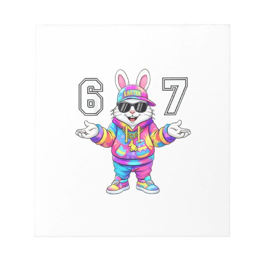 67 六七兔子 復活節 搞笑表情 男子同款 ノートパッド (正面)