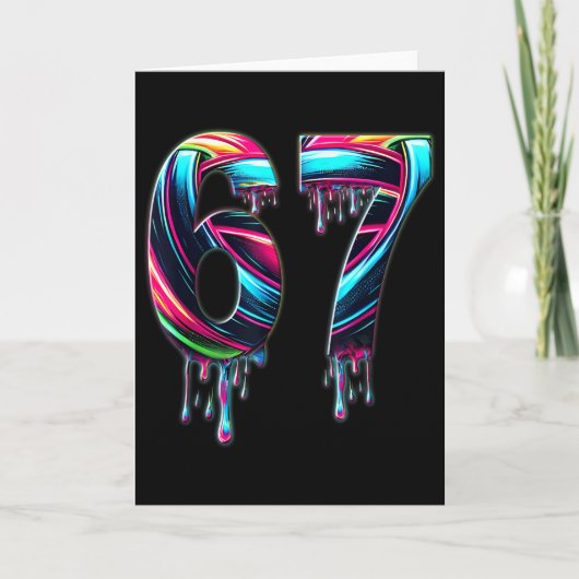 67 六七 6 7 ミーム デザイン 面白い 6 7 カード (正面)