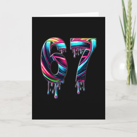 67 六七 6 7 ミーム デザイン 面白い 6 7 カード (正面)