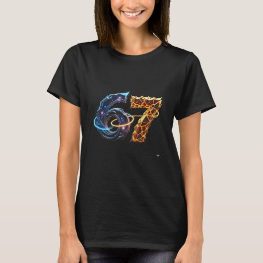 67 六七 6 7 ミーム デザイン 面白い 6 7 4 Tシャツ (正面)
