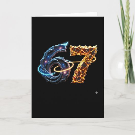 67 六十七 6 7 ミーム デザイン 面白い 6 7 4 カード (正面)