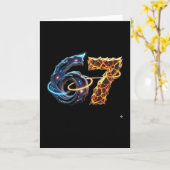 67 六十七 6 7 ミーム デザイン 面白い 6 7 4 カード (黄色い花)