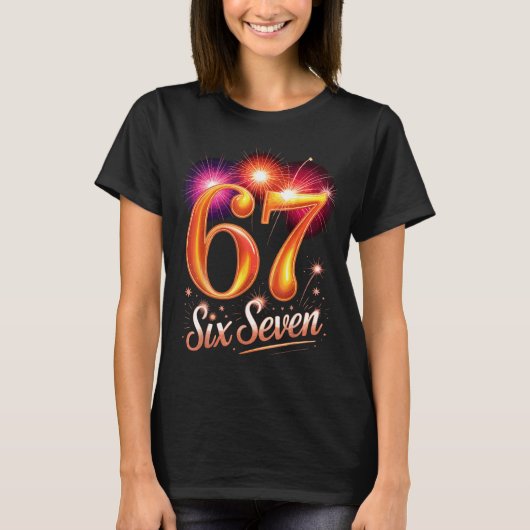 67 年越しパーティー パジャマシャツ 6 7 ミーム 67 20 Tシャツ (正面)