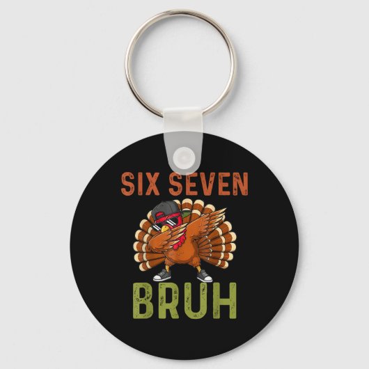 67 感謝祭 ジョーク Six Seven ミーム 七面鳥 キッズ B キーホルダー (正面)