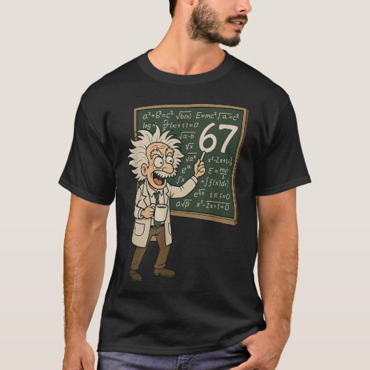 67 数学のミーム おもしろい 教授 天才 黒板 Tシャツ (正面)