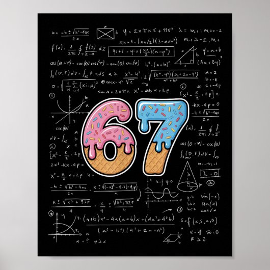 67 数学教師 数学 67th 数字 アイスクリーム ポスター (正面)