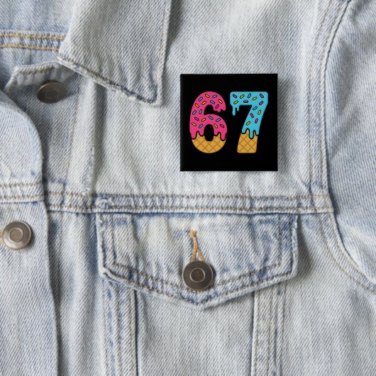 67 楽しいミーム アイスクリーム シックス セブン Gen Alpha 缶バッジ (インサイチュ)