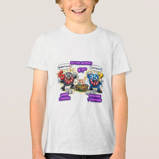 6'7" 生存に欠かせない化学元素 トライブレンドTシャツ (正面)