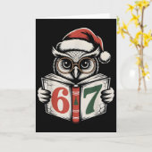 67 番 フクロウ クリスマス インターネット ミーム 祝日  カード (黄色い花)