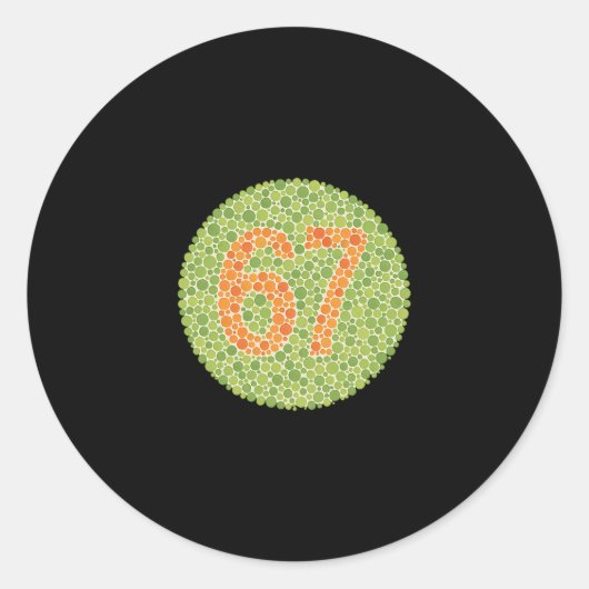 67 石原テスト おもしろい 色盲 眼テスト 6 7 ヴィ ラウンドシール (正面)