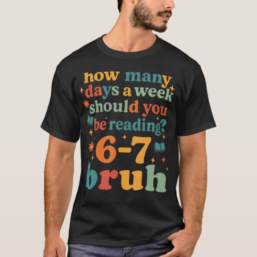 67 英語教師 レトロ図書館司書 6 7 ミーム シ Tシャツ (正面)