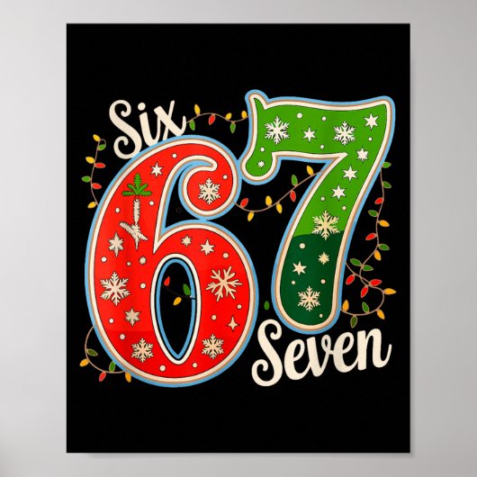 67 面白いシックスセブン 6 7 ミーム クリスマスライト ポスター (正面)