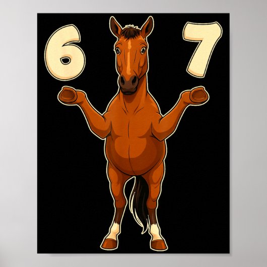 67 馬 おもしろ Gen Alpha スラング 子供 ティーン 番号 T ポスター (正面)