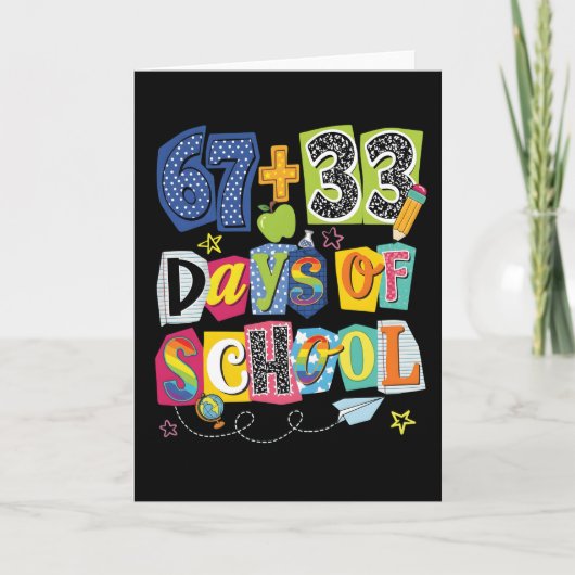 67 + 33 Days of School Colorful Classroom カード (正面)
