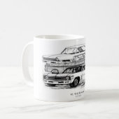67、63の69の新星- BWボーダー無し コーヒーマグカップ (正面左)