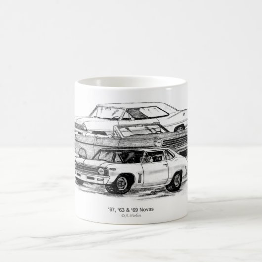 67、63の69の新星- BWボーダー無し コーヒーマグカップ (中央)