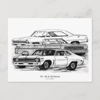 67、63、69ノバ – BW no 縁ど ポストカード