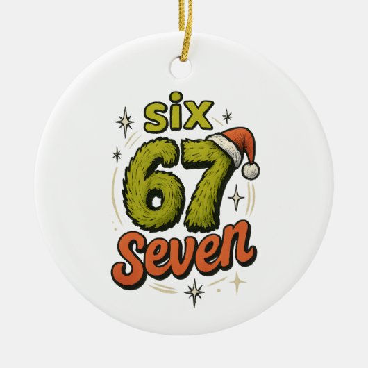 67, 6-7 ミーム, 6 7 クリスマス セラミックオーナメント (正面)