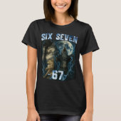 67 Alpha Wolf Meme Funny Graphic Tee Six Seven Hum Tシャツ (正面)