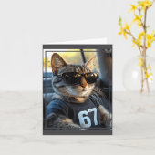 67 And Still Cool Funny Birthday Meme Cat  カード (黄色い花)