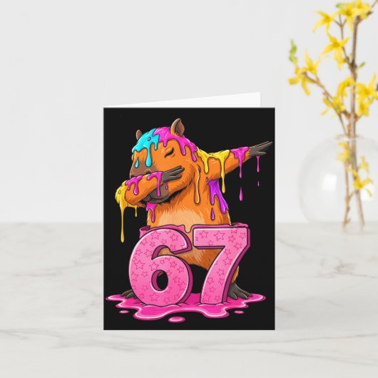 67 Animals Funny 67 Brainrot Youth Kids Capybara 6 カード (黄色い花)