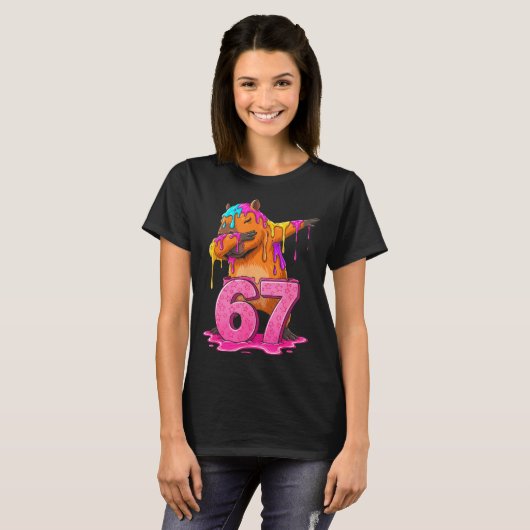 67 Animals Funny 67 Brainrot Youth Kids Capybara 6 Tシャツ (正面フル)
