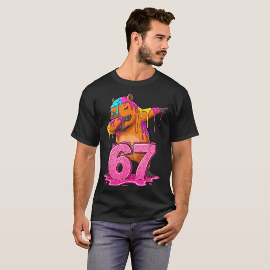 67 Animals Funny 67 Brainrot Youth Kids Capybara 6 Tシャツ (正面フル)