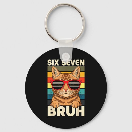 67 Animals Funny 67 Brainrot Youth Kids Cat 67  キーホルダー (正面)
