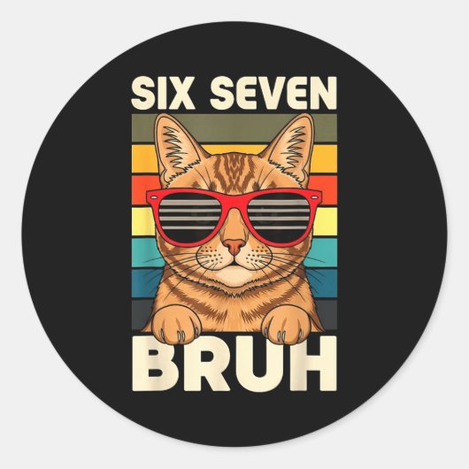67 Animals Funny 67 Brainrot Youth Kids Cat 67  ラウンドシール (正面)