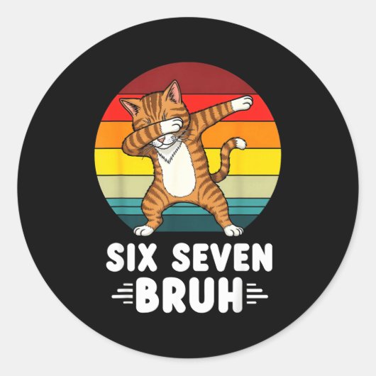 67 Animals Funny 67 Brainrot Youth Kids Cat 67  ラウンドシール (正面)