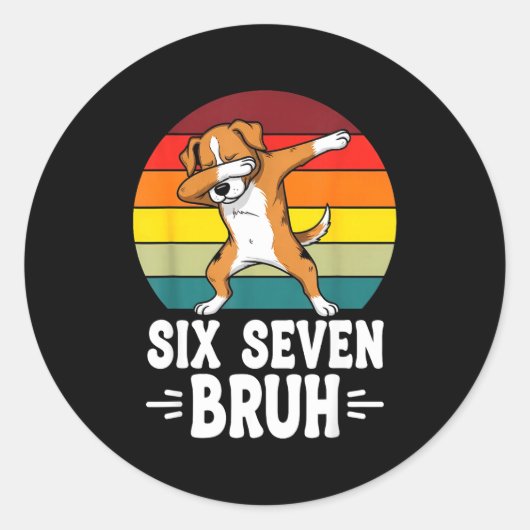 67 Animals Funny 67 Brainrot Youth Kids Dog 67  ラウンドシール (正面)