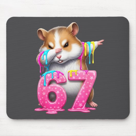 67 Animals Funny 67 Brainrot Youth Kids Hamster 67 マウスパッド (正面)