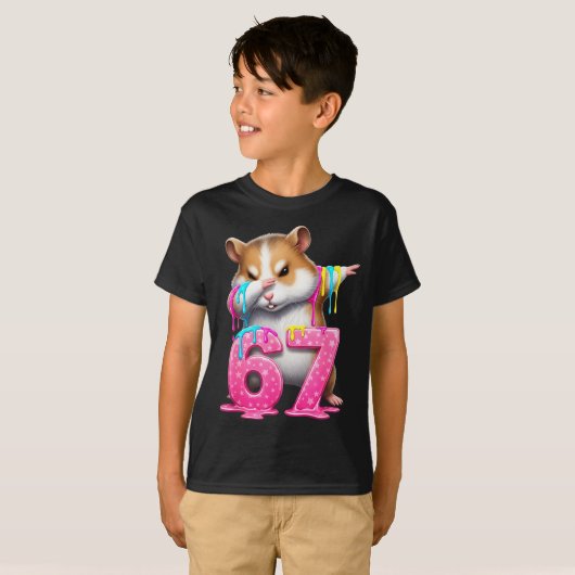 67 Animals Funny 67 Brainrot Youth Kids Hamster 67 Tシャツ (正面フル)