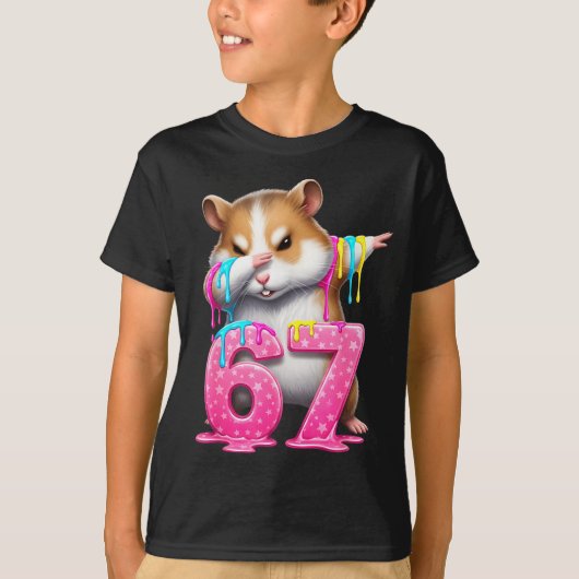67 Animals Funny 67 Brainrot Youth Kids Hamster 67 Tシャツ (正面)