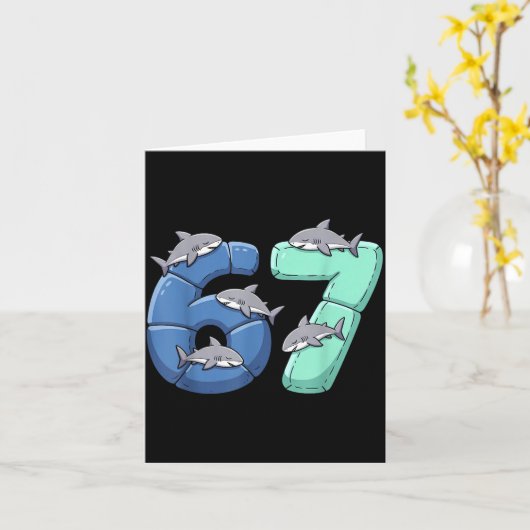 67 Animals Funny 67 Brainrot Youth Kids Shark 67 カード (黄色い花)