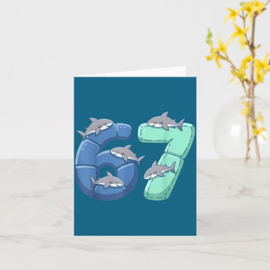 67 Animals Funny 67 Brainrot Youth Kids Shark 67  カード (黄色い花)